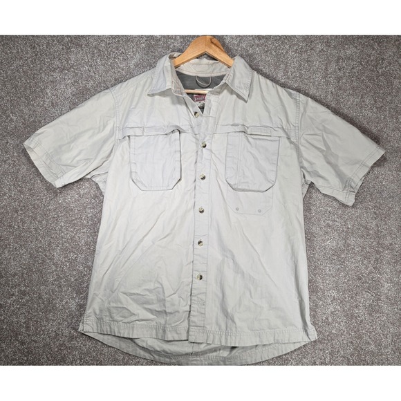 Eddie Bauer Other - Eddie Bauer Sport Mens Vintage L Tan Short Sleeve Fishing Hiking Shirt Vent Back